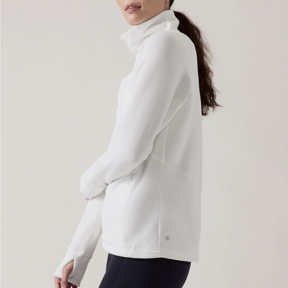 Athleta Altitude Polartec Funnel Neck Sweatshirt Size S White #427987 - Picture 2 of 7